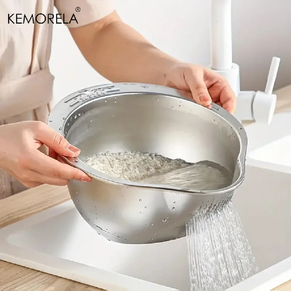 304 Stainless Steel Rice Washer Colander Bowl Main image