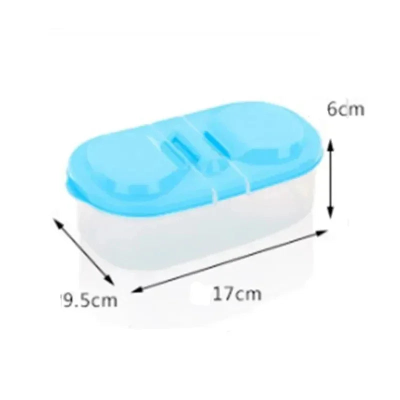 Double Compartment Food Storage Box Sealed Plastic Snack Lunch Container