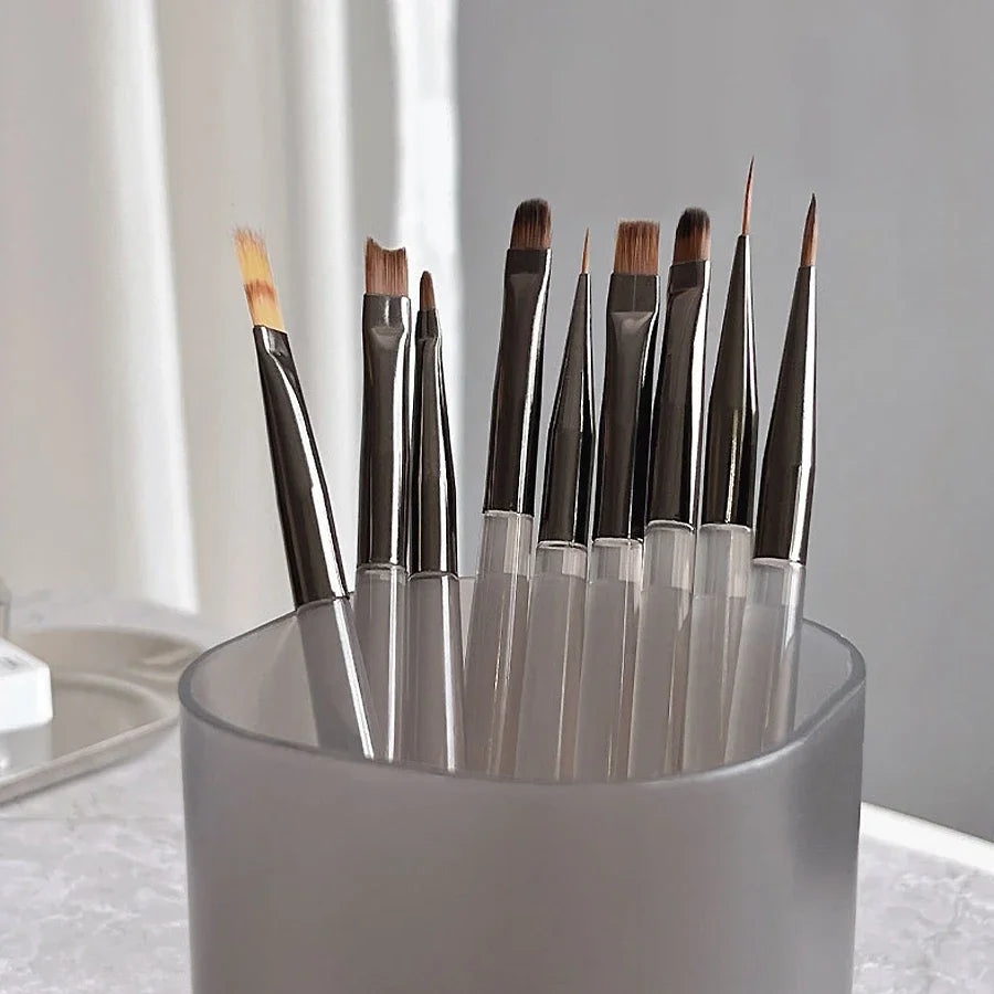 9Pcs UV Gel Acrylic Nail Brush Set 3D Carving Manicure Tools