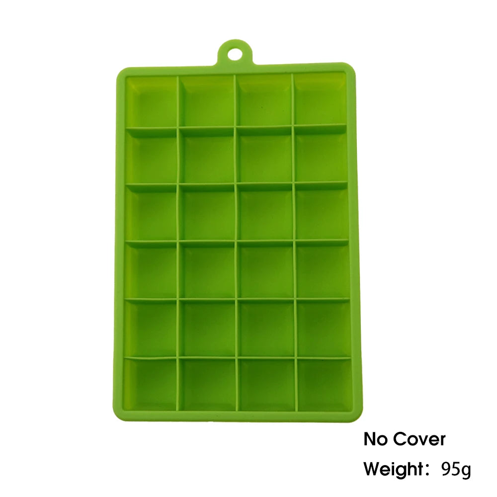 24-Hole Silicone Ice Cube Tray with Lid Square Ice Mold for Drinks & Cocktails