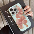 Pink Hibiscus Aesthetic Case for iPhone 11 12 13 14 15 16 Pro Max