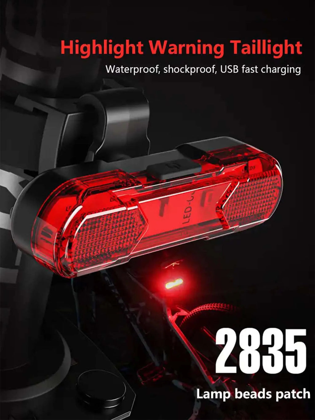 USB Rechargeable Waterproof LED Bike Tail Safety Light