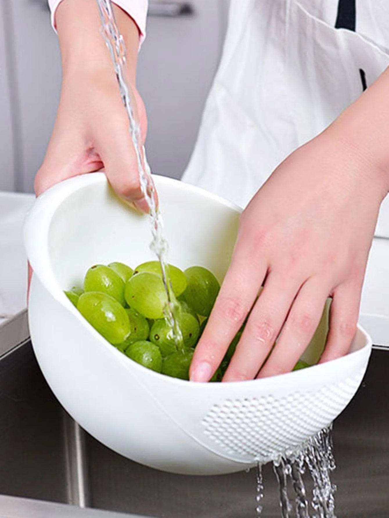 Colander Rice Bowl Drain Basket – Fruit Washing & Kitchen Strainer Organizer