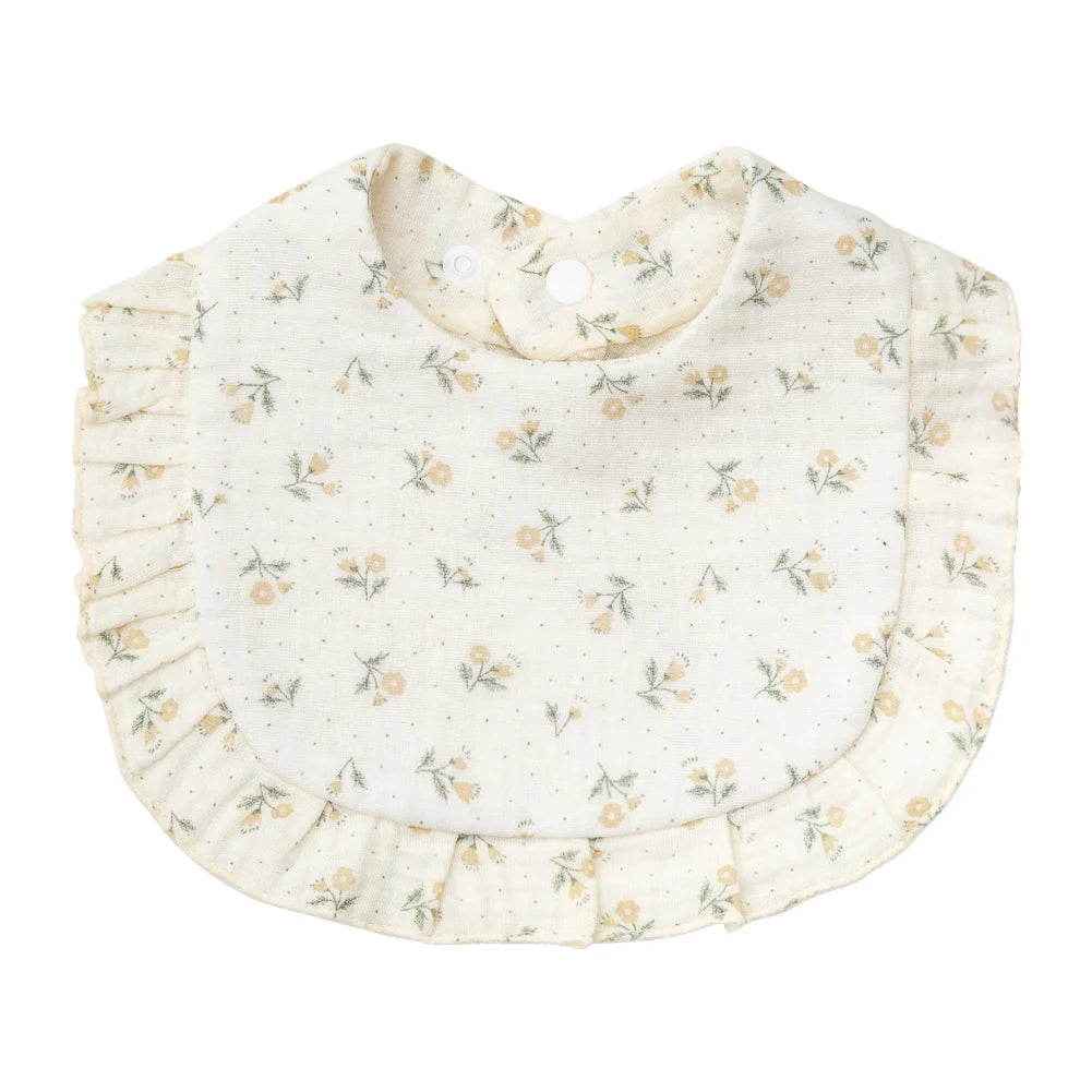 Flower Print Baby Bibs Soft Cotton Feeding Scarf for Girls