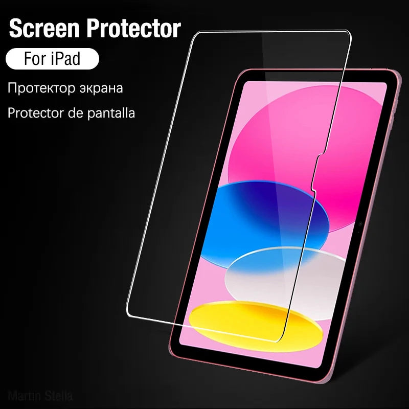 Screen protector for iPad with colorful display on a black background