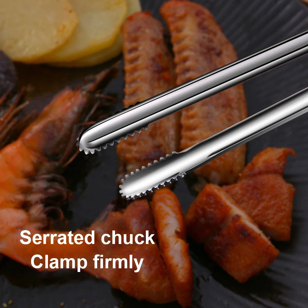 Stainless Steel Grill Tongs Kitchen Food Tweezers for BBQ, Steak & Salad