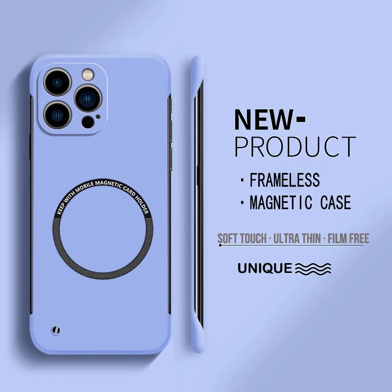 Magnetic Frameless Case for iPhone 15 14 13 12 11 Pro Max