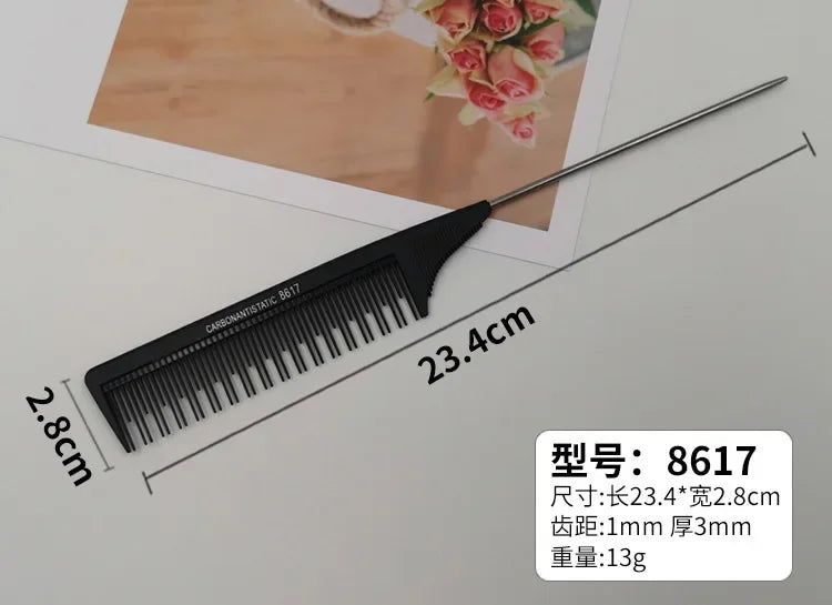Rat Tail Comb | Fine Tooth Stainless Steel Salon Comb