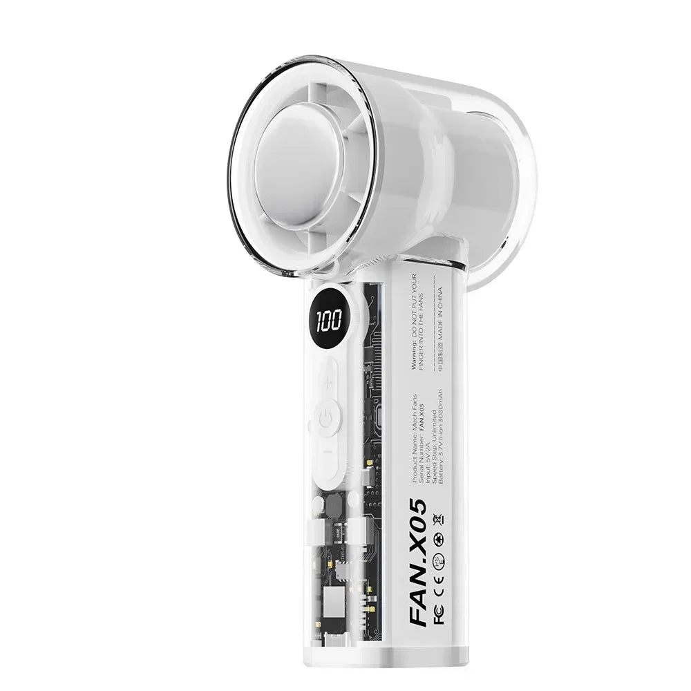 TINSOL Transparent Mini Fan UK 100-Speed USB Rechargeable Fan