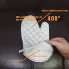 Long Heat Resistant Oven Mitts – Silver Anti-Scald Kitchen Gloves (1 Pair)