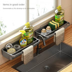 Self-Draining Kitchen Sink Organizer Sponge & Soap Faucet Shelf