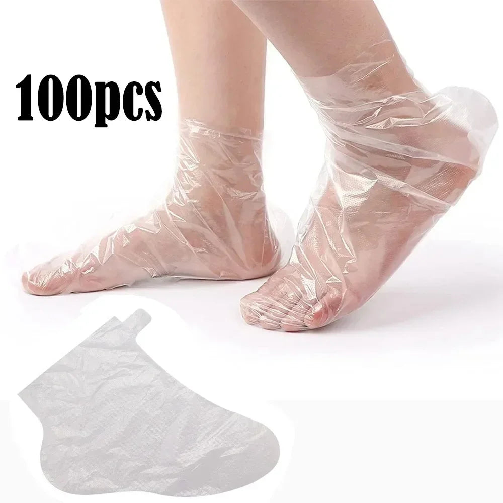 100Pcs Disposable PE Foot Mask Covers Moisturizing Spa Pedicure Bags