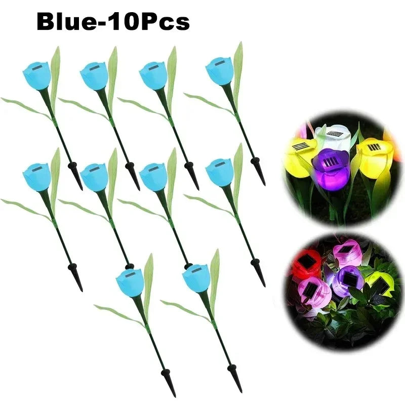 Solar Tulip Rose Flower Lights for Waterproof Garden Decor