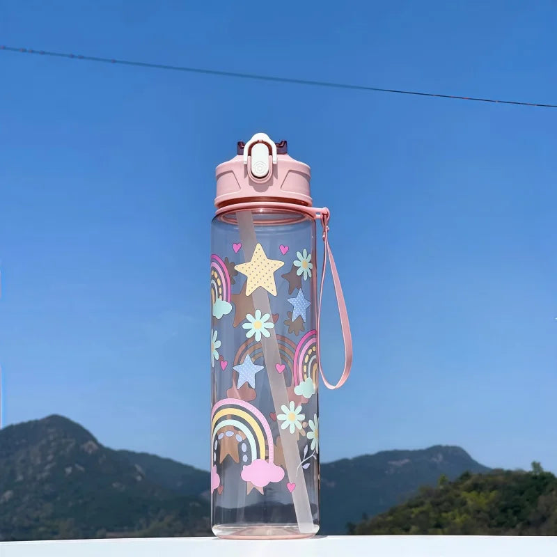 750ml Dinosaur Kids Water Bottle Leakproof Straw Cup