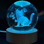 3D Butterfly Cat Crystal Ball Night Light LED Lamp