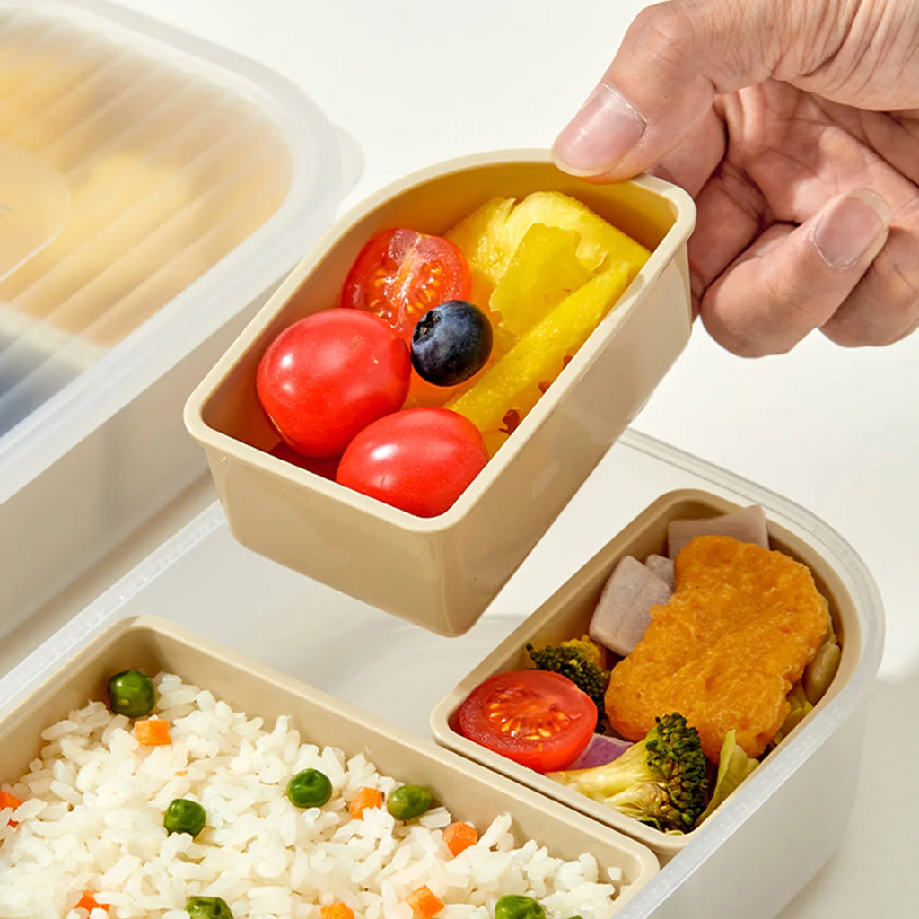 WORTHBUY 3 Grid Lunch Box Microwave Safe Detachable Bento Container