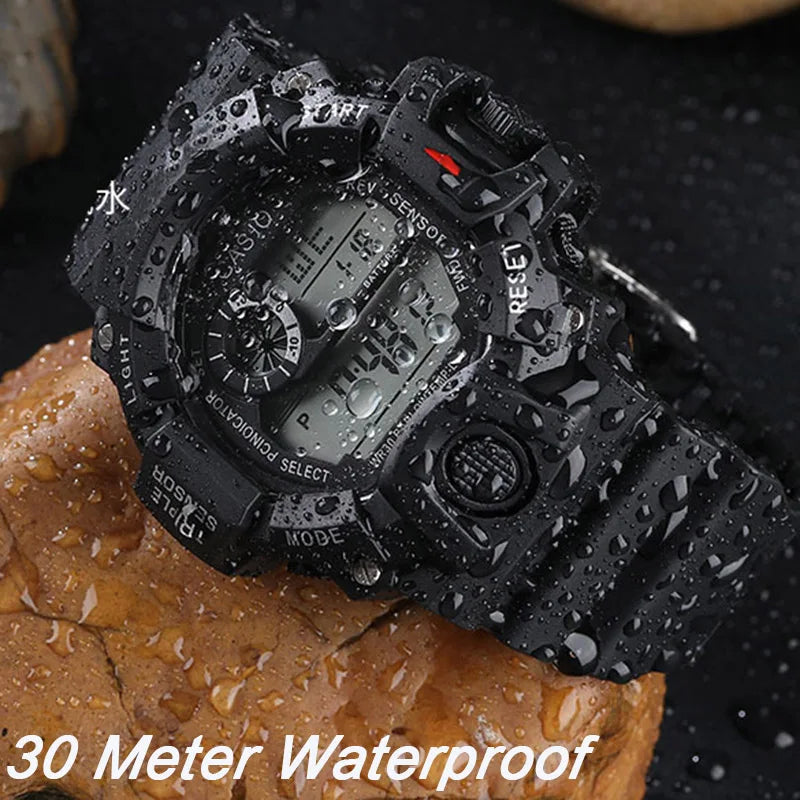 military watches for men worn in outdoor tactical setting showing durable rubber strap