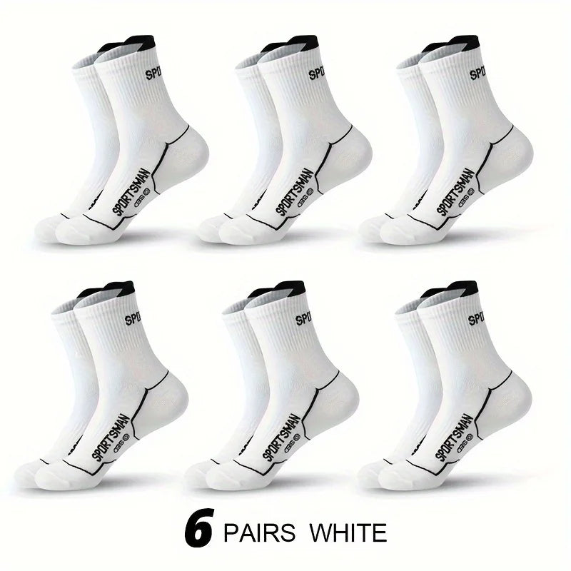 6 Pairs Men Sports Socks Breathable Mesh Running Basketball Socks