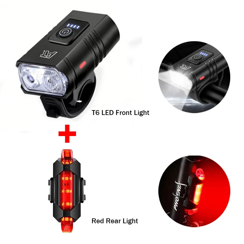 LED Bicycle Front Light Type-C Rechargeable Headlight