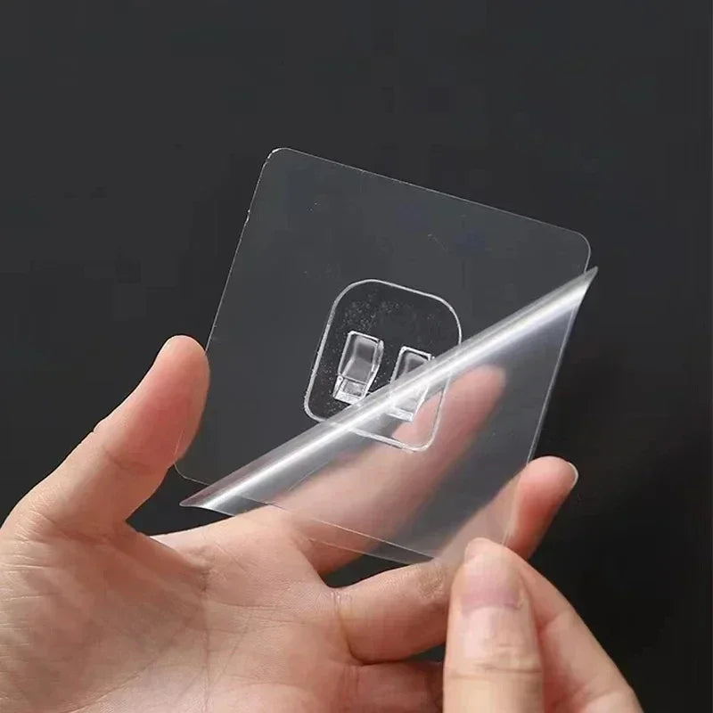 Transparent Adhesive Wall Hooks No-Drill Kitchen & Bathroom Hooks