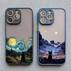 Black Cat Starry Night Case for iPhone 11 12 13 14 15 16 17 Pro Max