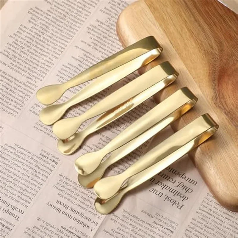 Small Gold Serving Tongs – Stainless Steel Mini Buffet & Appetizer Tongs