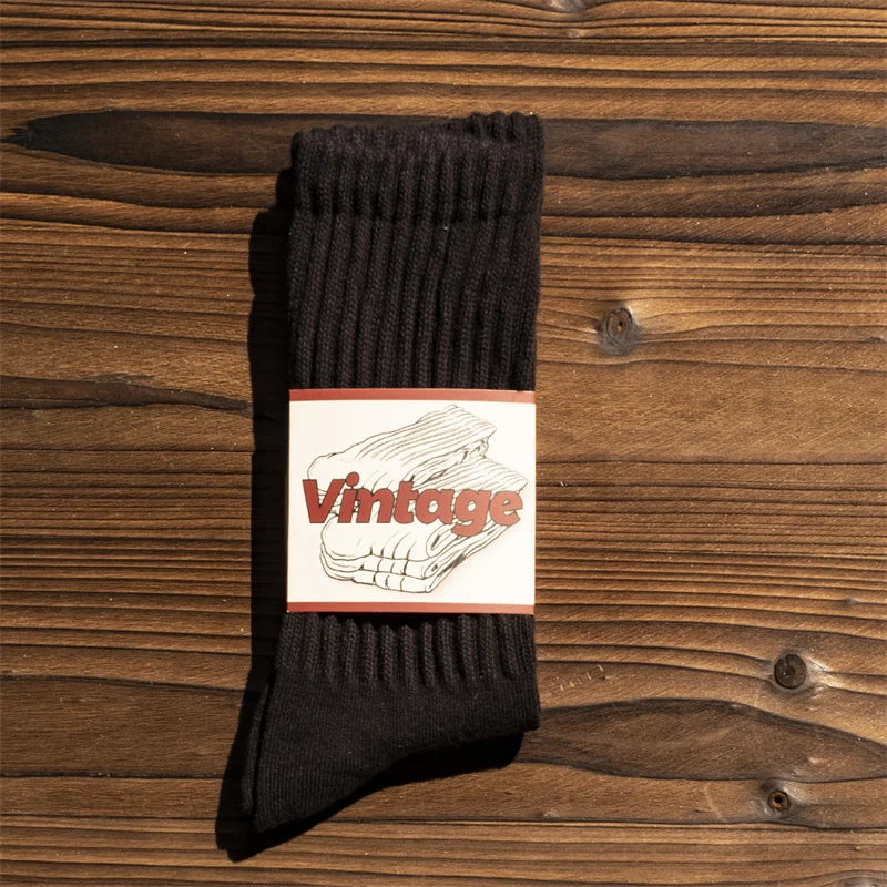Men Vintage Thick Sports Socks Towel Bottom Casual Unisex
