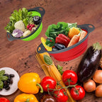 Silicone Folding Drain Basket Vegetable & Fruit Washing Strainer Kitchen Tool