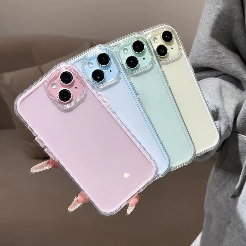 Candy Color Frame Clear Case for iPhone 11 12 13 14 15 16 17 Pro Max