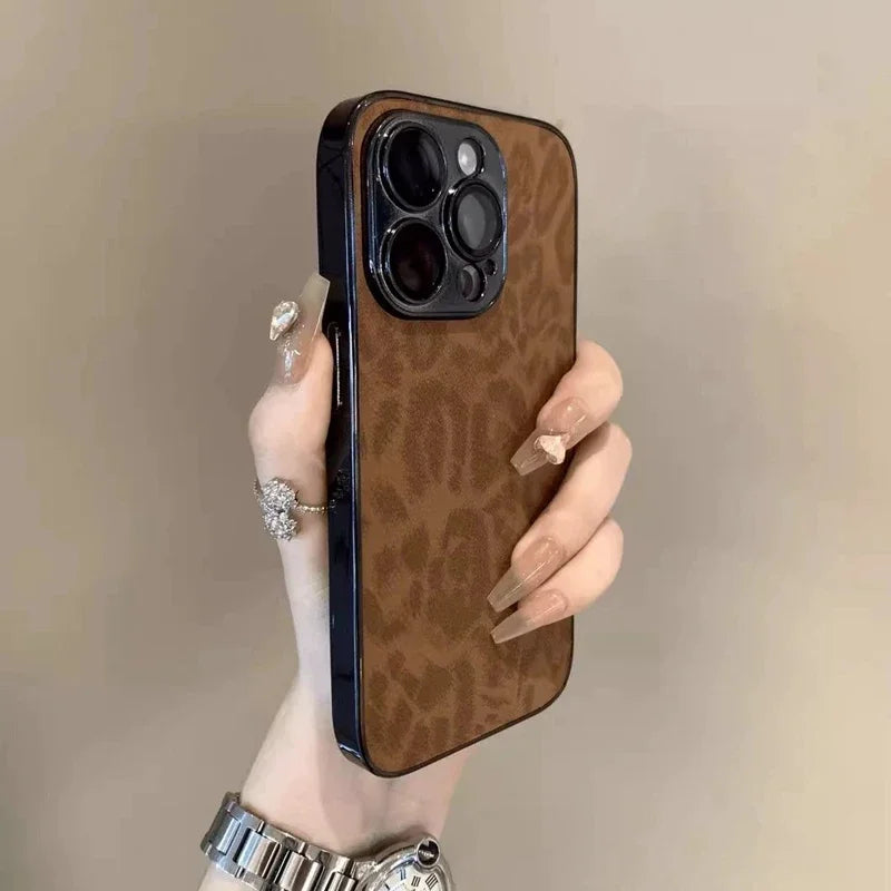 Luxury Leopard Print Phone Case For iPhone 11 12 13 14 15 16 17 Pro Max Plus Air