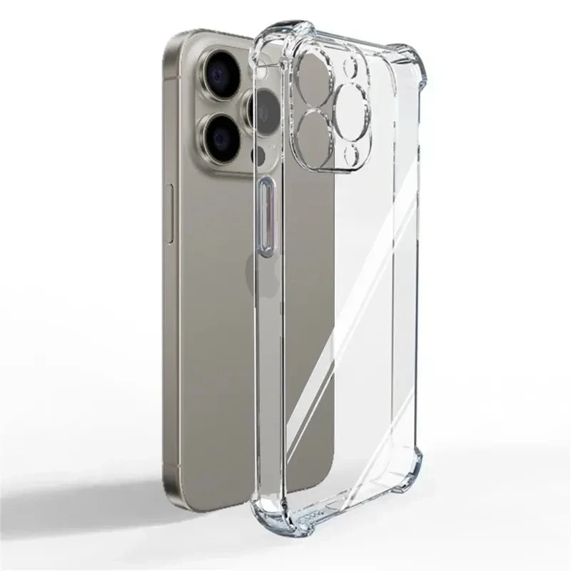 Luxury Clear Silicone Case for iPhone 17 16 15 14 13 12 11 Pro Max