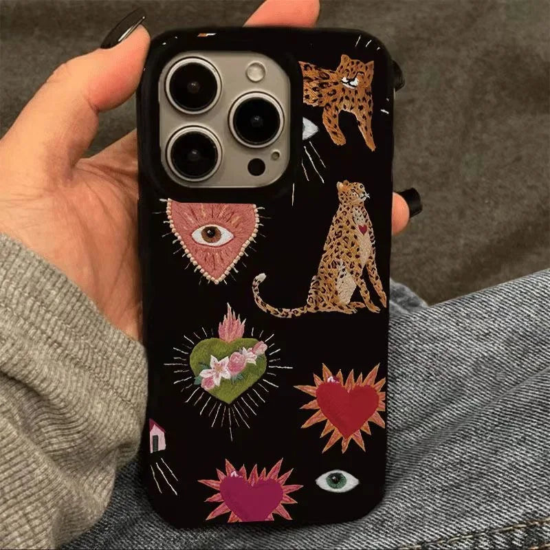 Luminous Graffiti Love Case for iPhone 16 15 14 13 12 11 Pro Max