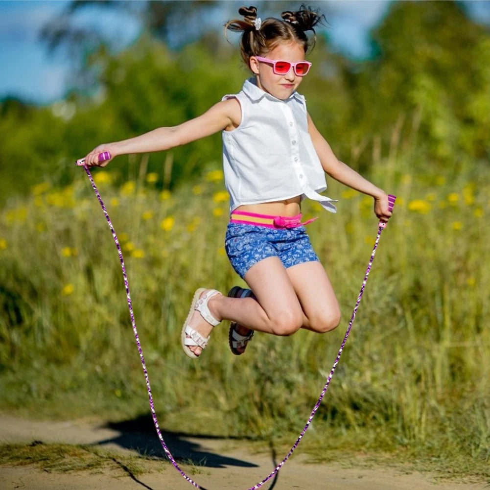 Kids Adjustable Skipping Rope Wooden Handle Cotton Boys & Girls