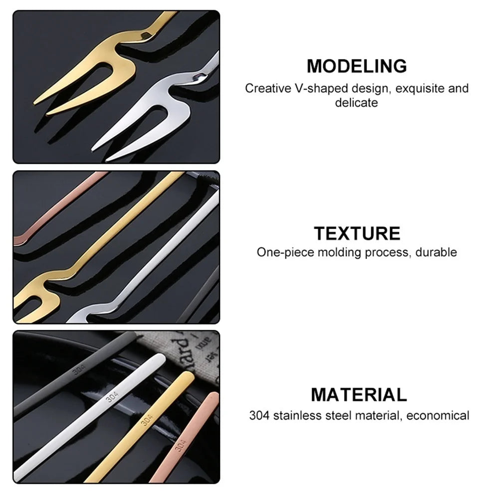 Stainless Steel Fruit Fork Dessert, Salad & Cocktail Pickle Fork Tableware