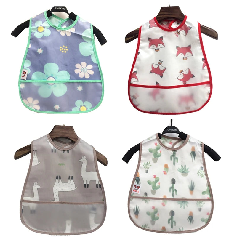 Cartoon EVA Waterproof Baby Bib with Pocket Feeding Apron