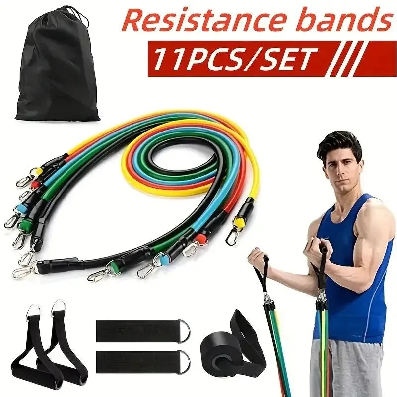 11 Piece Resistance Bands Set Home Gym Fitness Chest Expander Training