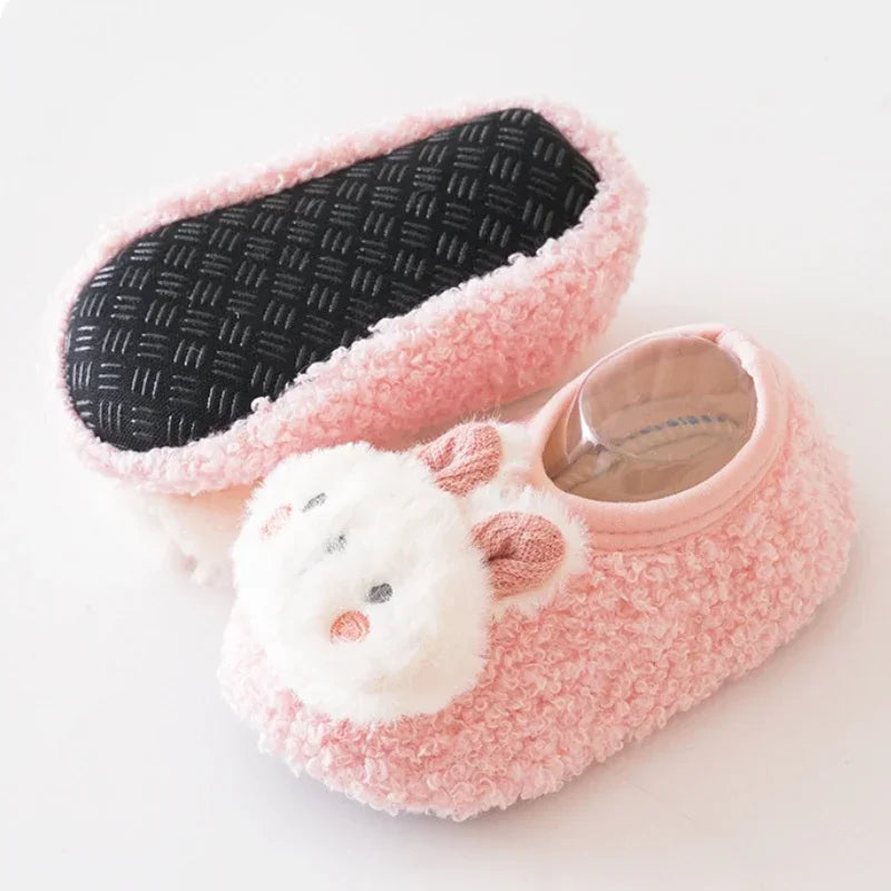 Cartoon Rabbit Baby Slippers Plush Warm Anti-Slip Toddler Shoes