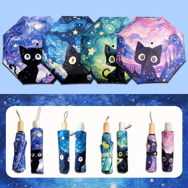 Buy Cute Cat Cartoon Automatic Folding Umbrella UV Sun & Rain