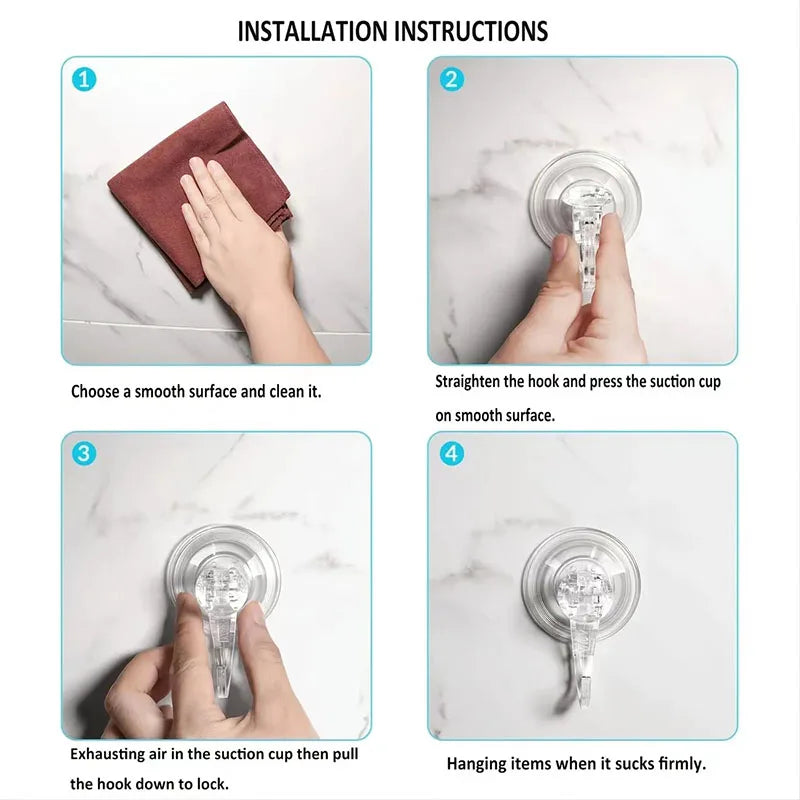10Pcs Suction Cup Hooks Heavy Duty Reusable Wall Hooks
