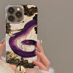 Cute Pink Floral Snake Case for iPhone 16 15 14 13 12 11 Pro Max Cover