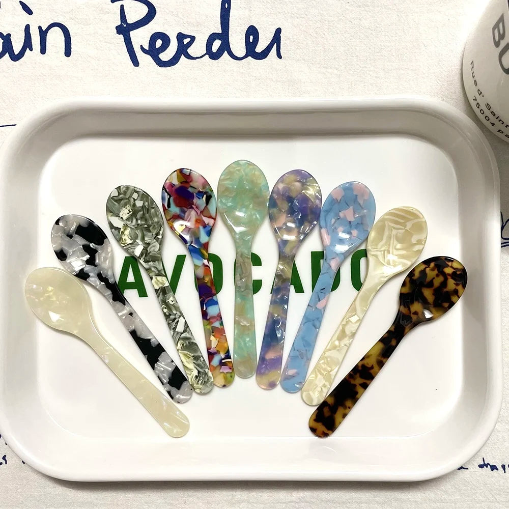 11CM Acrylic Ice Spoon – Colorful Coffee, Caviar & Dessert Stir Spoon