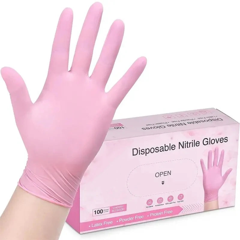 Pink Nitrile Gloves Latex Free Disposable Gloves