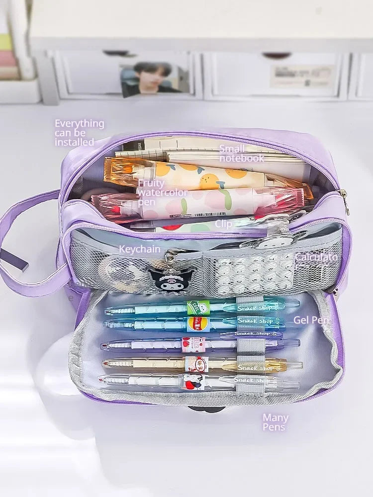 Large Capacity Pencil Case Macaron Color School Pen Bag