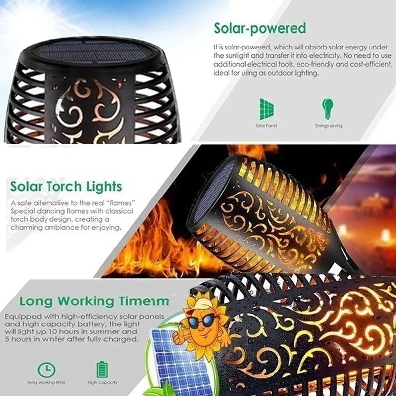 Solar Flame Torch Lights Waterproof Garden Décor