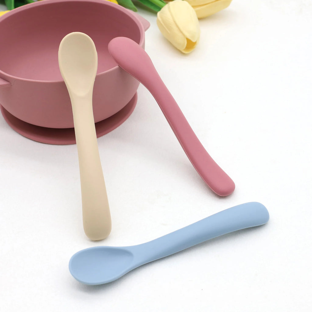 3PCS Baby Silicone Soft Spoon Set for Infant Feeding