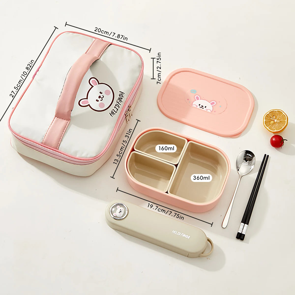 WORTHBUY 3 Grid Lunch Box Microwave Safe Detachable Bento Container