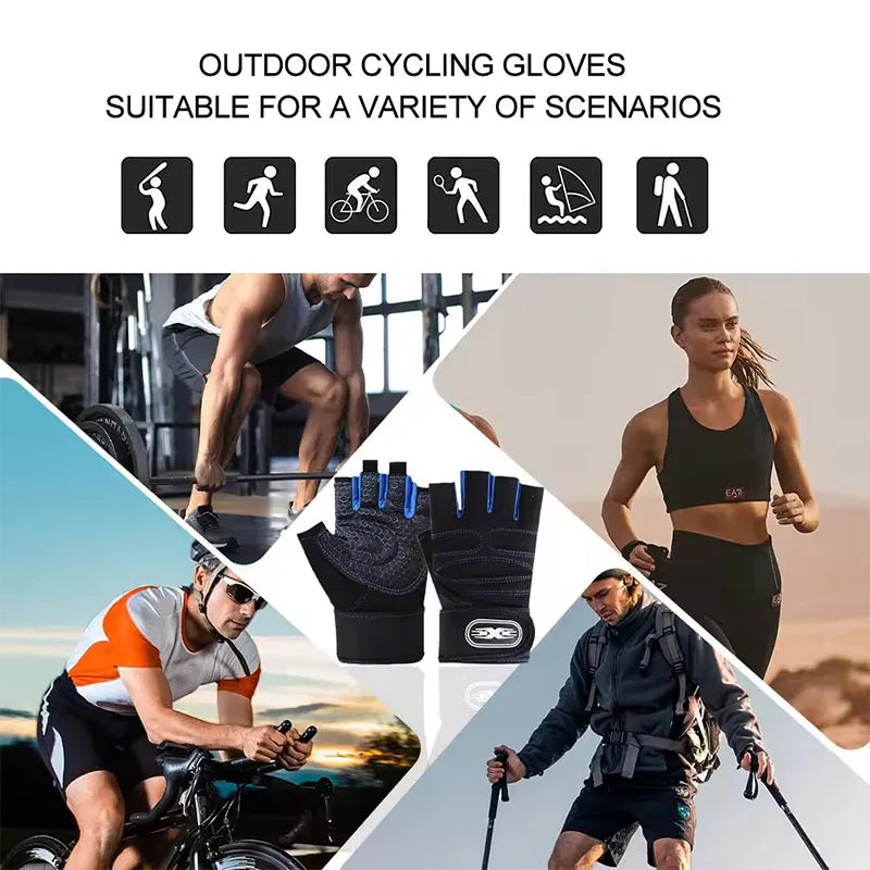 Fingerless Wrist Support Gloves Gym Cycling Fitness Anti Slip Gloves