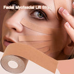 wrinkle removal tape applied on face and cheek for instant skin tightening and anti aging care