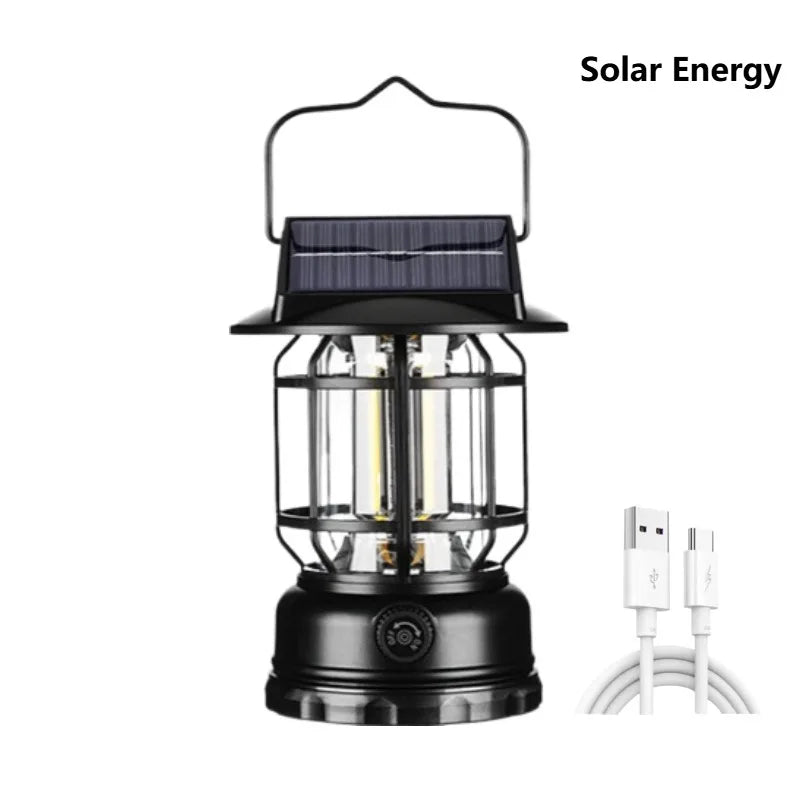 2-in-1 Solar Camping Lantern USB Rechargeable Light
