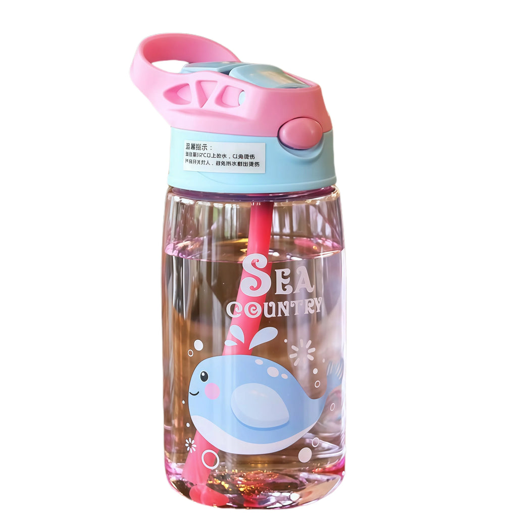 480ML Kids Cartoon Water Sippy Cup with Straw